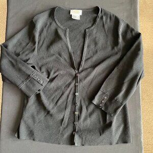 Talbots Black XL 3/4 sleeve button up Sweater Womans
